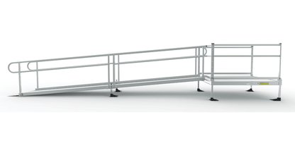 Side View - PATHWAY 3G 8 ft. Straight Aluminum Wheelchair Ramp Kit with Expanded Metal Tread, 2-Line Handrails and 5 ft. Top Platform by EZ-Access | RampHand