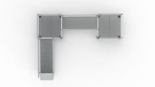 Top View - PATHWAY 3G 26 ft. L-Shaped Aluminum Wheelchair Ramp Kit with Expanded Metal Tread, 2-Line Handrails, 4 ft. Turn Platform, and 4 ft. Top Platform by EZ-Access | RampHand