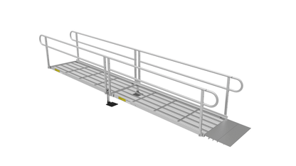 Ramp - PATHWAY 3G 16 ft. Straight Aluminum Wheelchair Ramp Kit with Expanded Metal Tread, 2-Line Handrails and 5 ft. Top Platform by EZ-Access | RampHand