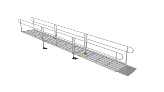 PATHWAY 3G 24 ft. Straight Aluminum Wheelchair Ramp Kit with Expanded Metal Tread, 2-Line Handrails and No Top Platform by EZ-Access | RampHand