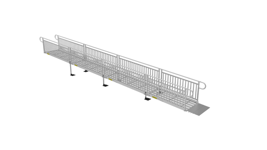 PATHWAY 3G 30 ft. Straight Aluminum Wheelchair Ramp Kit with Expanded Metal Tread, Vertical Picket Handrails and No Top Platform by EZ-Access | RampHand