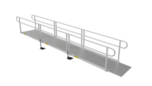 PATHWAY 3G 18 ft. Straight Aluminum Wheelchair Ramp Kit with Solid Surface Tread, 2-Line Handrails and No Top Platform by EZ-Access | RampHand