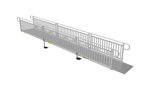 PATHWAY 3G 22 ft. Straight Aluminum Wheelchair Ramp Kit with Solid Surface Tread, Vertical Picket Handrails and No Top Platform by EZ-Access | RampHand