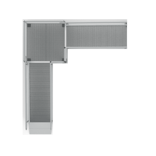 Top View - PATHWAY 3G 30 ft. L-Shaped Aluminum Wheelchair Ramp Kit with Expanded Metal Tread, Vertical Picket Handrails and 5 ft. Turn Platform by EZ-Access | RampHand