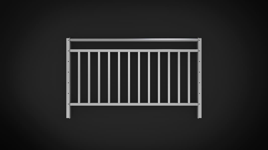 Vertical Picket Handrail - PATHWAY 3G 30 ft. L-Shaped Aluminum Wheelchair Ramp Kit with Expanded Metal Tread, Vertical Picket Handrails and 4 ft. Turn Platform