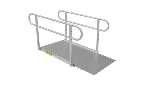 PATHWAY 3G 4 ft. Straight Aluminum Wheelchair Ramp Kit with Solid Surface Tread, 2-Line Handrails and No Top Platform by EZ-Access | RampHand